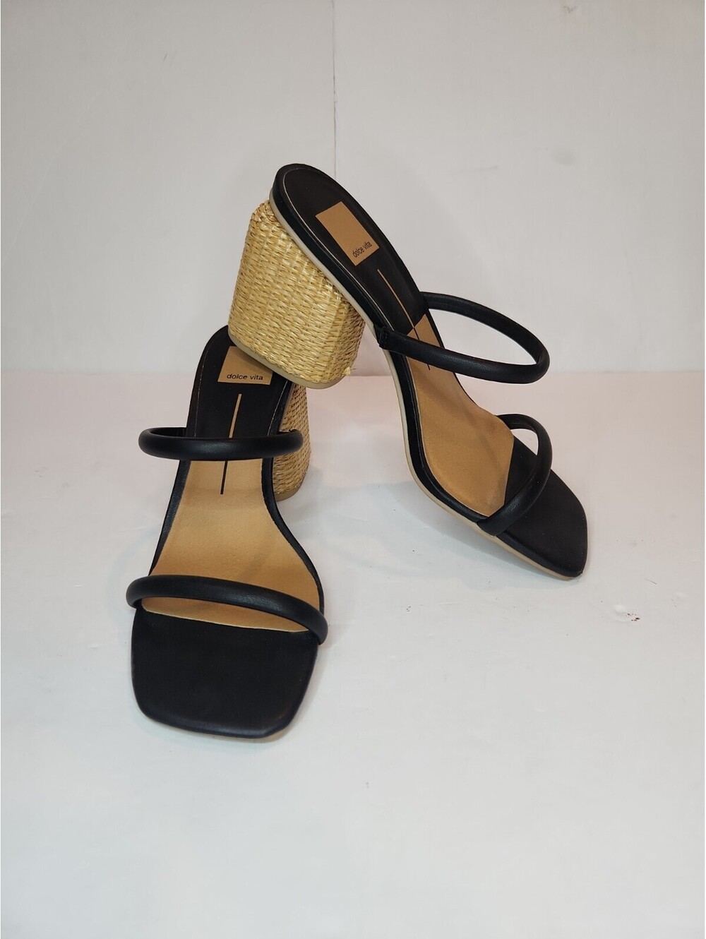 DOLCE VITA Stella Netra Sandal Womens Sz 9 Square-Toe Slip-On Block-Heel